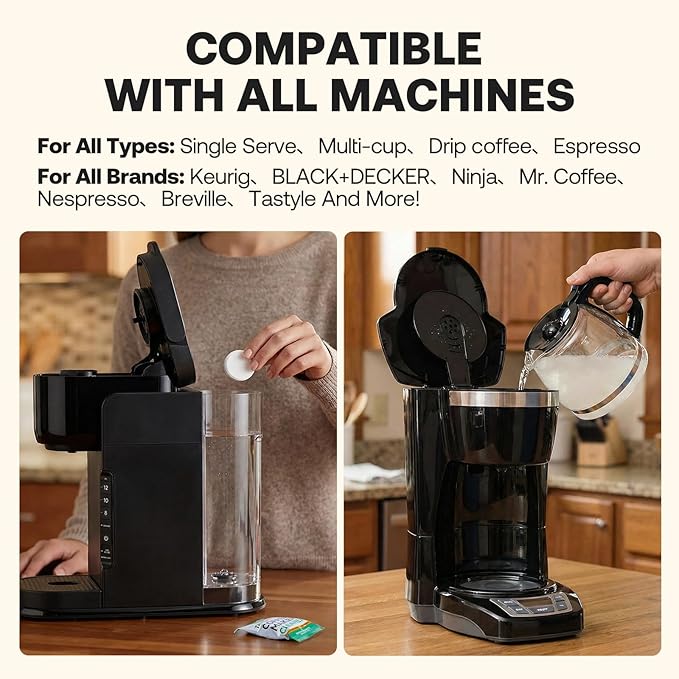 Tastyle Single Serve Coffee Maker with Built-in Detachable Milk Frother, with 30 Descaler Cleaner Tablets, Iced and Hot Coffee Machine for K Cup & Grounds, 40oz Removable Water Reservoir