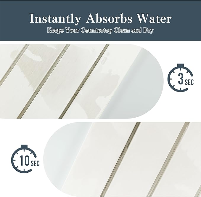 2pcs Stone Dish Drying Mat for Kitchen Counter, Quick-Dry Diatomaceous Earth Water Absorbent Pad & Countertop Drainer, Home Essentials for Bath and Pets - White, 24x16’’ & 8x4’’