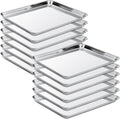 Zopeal 12 Pcs Metal Serving Trays for Food,Baking Sheet Pan Stainless Steel Small Nonstick Cookie Sheet Set Quarter Baking Pan,Toaster Oven and Dishwasher Safe(16 x 12 x 1 Inch)