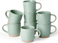 famiware Coffee Mugs Set of 8, Milkyway 13 oz Mug Set, Ceramic Cup Set with Handle for Coffee, Tea, Cocoa, Milk, Light Green