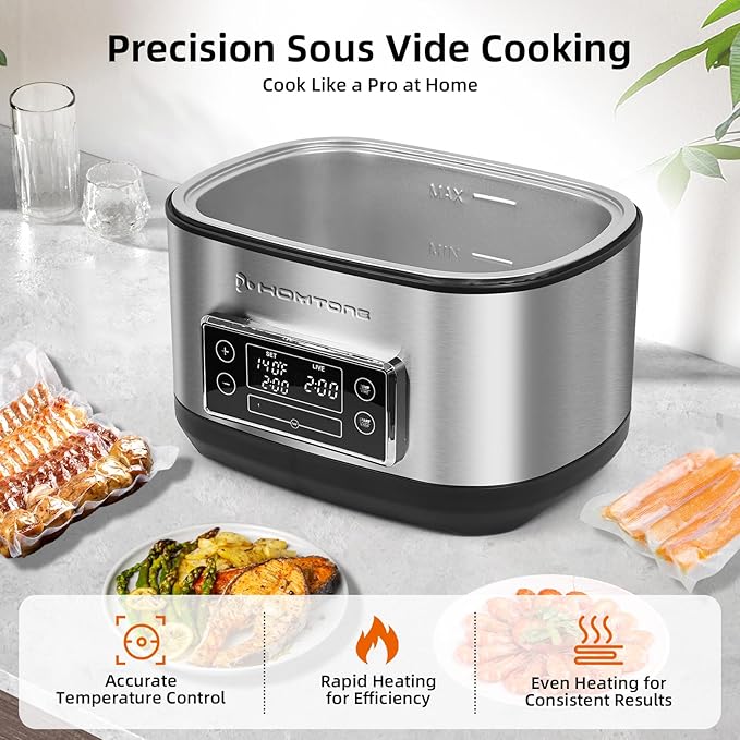 Homtone Sous Vide Cooker, 8 Quart Suveed Cooking Machine, Temperature Control Stainless Steel Sous Vide, Sous Vide Precise Cooker with Timer, Sousvide for Steak/Seafood/Poultry/Vegetables/Eggs