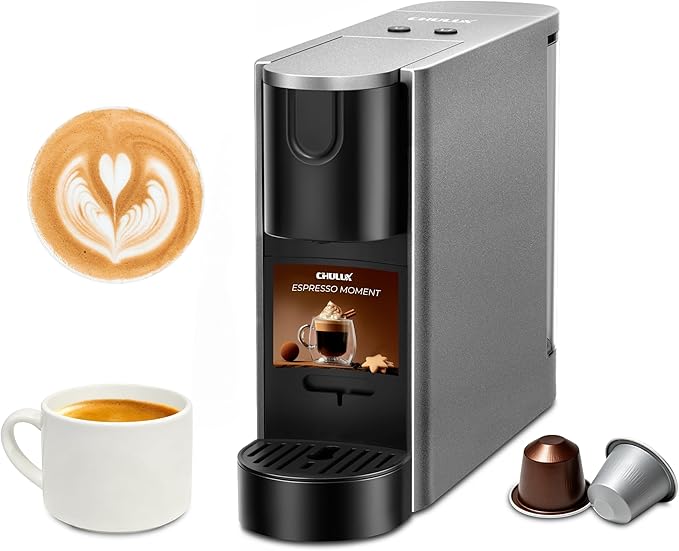 CHULUX RectoCafé Espresso Machine for Nespresso Original Capsule Pod, 20 Bar Professional Italian Pump Coffee Machine, Extra Mini Espresso Maker for Home & Office, Mystic Gray