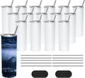 AGH 50 Pack Sublimation Tumblers Blank 20 OZ Straight Skinny Tumbler with Metal Straw, Stainless Steel Double Wall Insulated Tumbler for Tumbler Press Machine