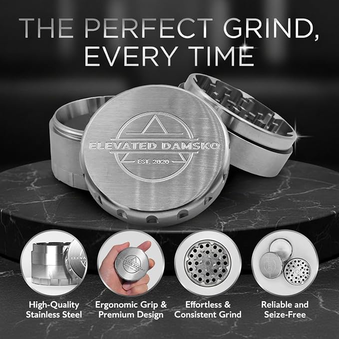 2.5" Solid Stainless Steel Spice & Herb Grinder for Kitchen | Strong Magnetic Lid, Precision-Cut Teeth, Brushed Finish, Gift-Ready