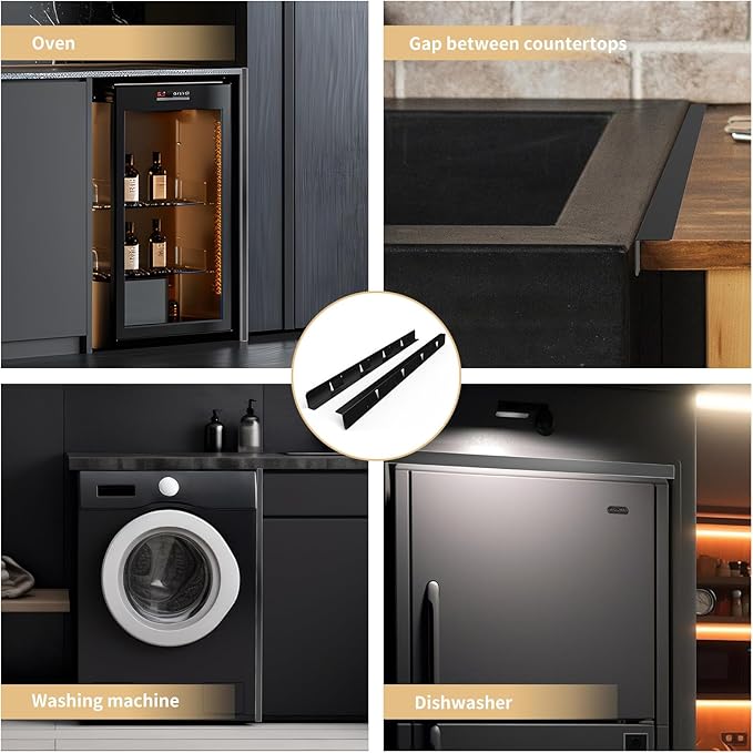 Stove Gap Covers 316 Stainless Steel,Stove Gap Filler,Heat-Resistant Oven Side Gap Filler,Between Stove and Counter Slide In Range Trim Kit for Kitchen,2 Pack (23.2” Matte Black)