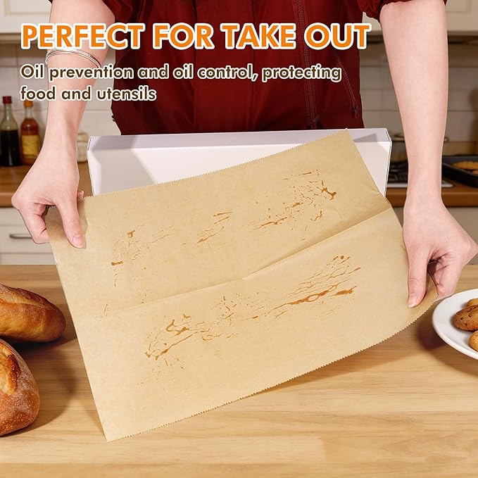 Pop-Up Parchment Paper Sheets 300pcs,10x15inch Easy Pull Baking Paper, Non-Stick Greaseproof Pre-Cut Parchment for Baking, Air Fryer & Food Wrapping, Unbleached Brown(300, 10.7x15 Inch)