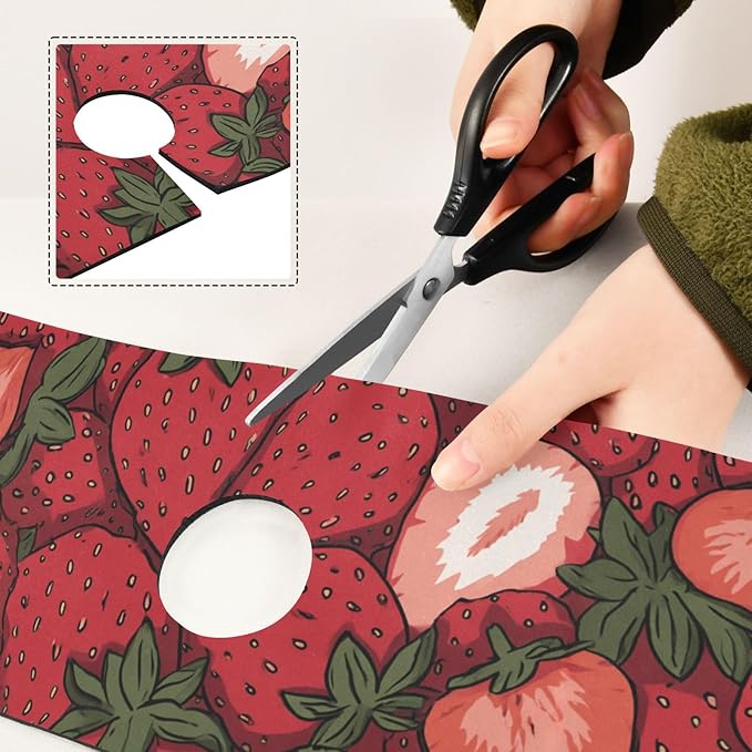 Kitchen Sink Splash Guard 1 PC 30 Inch Sink Faucet Mat Splash Guard for Bathroom Countertop Water Absorbent Foldable Cuttable Soft Washable Cartoon Red Strawberry