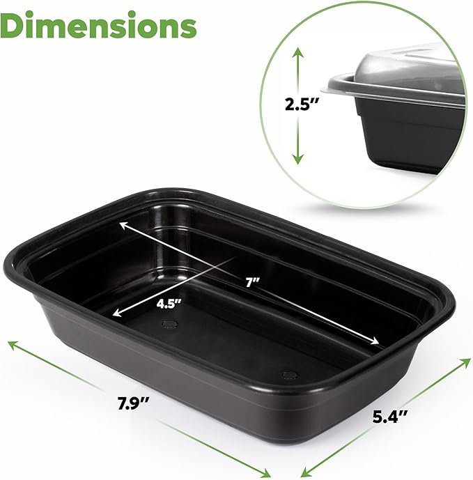 GUSTO [24 oz - Case of 150 1-Compartment Meal Prep Containers with Lids – Reusable, Microwaveable, Dishwasher & Freezer Safe, BPA-Free Food Storage Boxes for Portion Control (Formerly Comfy Package)