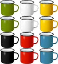 meekoo 24 Pcs Enamel Camping Mugs Bulk 12 oz Portable Coffee Cups Colored Enamelware Campfire Mugs Vintage Drinking Cups with Handle for Coffee Home Office Camping Picnic Travel Indoor and Outdoor