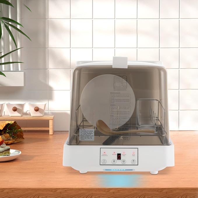 Portable Countertop Dishwasher, 800W Automatic Dishwasher, Countertop Mini Dishwashers with 360° Rotating Spray & 1.59 Gal Water Tank for Apartments Rv Dormitories Boats Campers