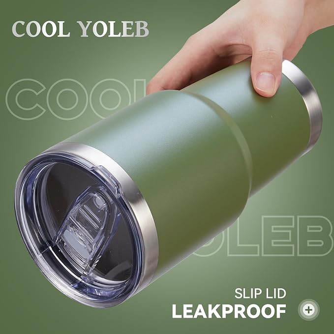 30 oz Tumbler with Lid Stainless Steel Tumblers Bulk Vacuum Insulated Cup Reusable Powder Coated Travel Mug Double Wall Leak Proof Cups Keep Cold Drinks for 12 Hours Army Green, Set of 12