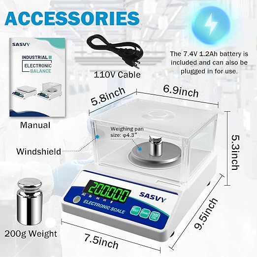 Lab Scale 500g x 0.001g Scientific Scale g/oz/ct/lb High Precision Digital Electronic Analytical Balance for Jewelry Kitchen Laboratory School, Includes 200g Calibration Weight&Battery