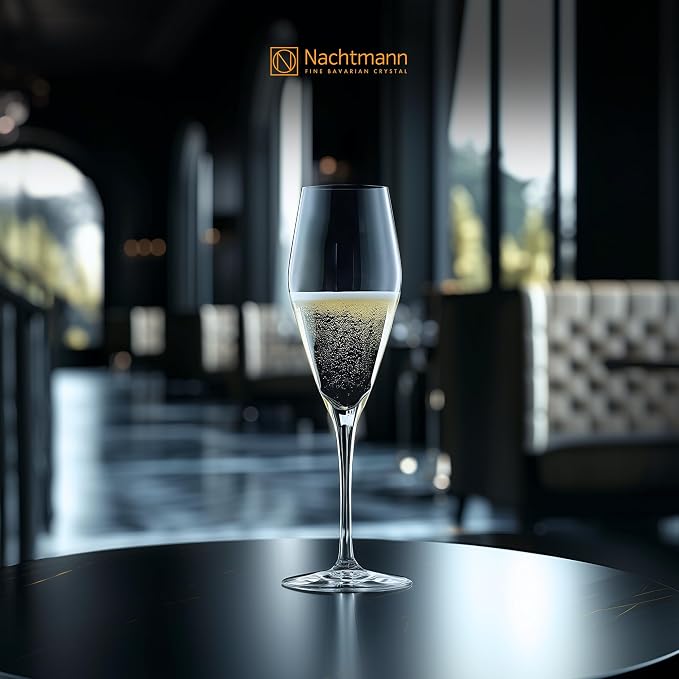 Nachtmann ViNOVA Champagne – Set of 4 Lead-Free 9.5 oz Diamond-Shaped Crystal Stemware with Point Design, Sophisticated Drinkware for Prosecco, Sparkling Wine, Weddings, Elegant Dining