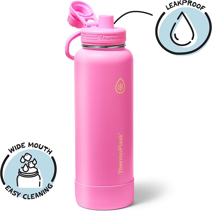 ThermoFlask Insulated Water Bottle with Spout Lid (40 oz, Electric Eclipse) - Leakproof, Stainless Steel Water Bottle for Cold & Hot Drinks, Travel & Daily Hydration