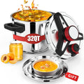 3-In-1 Stainless Steel Pressure Cooker 32 QT: [Save 70% Time] [3 PSI Settings], One-Hand Locking Large Pressure Canner, Induction Compatible, Steamer Rack Included, Olla de Presion 32 Quart, N2