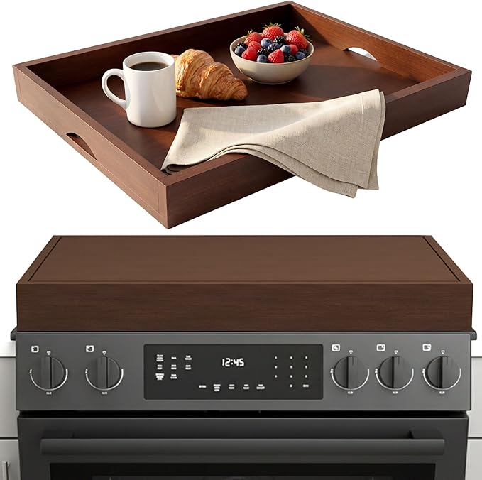 Wood Stove Top Cover Noodle Board for Gas Stove | Wooden Stovetop Cover Cutting Board | Butcher Block Stove Cover with Handles for Electric and Gas Burners | Kitchen Counter Space Saver