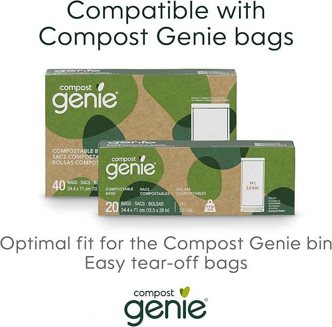 Kitchen Compost Bin, Black Stainless-Steel Large, 3.6 Gallon, Indoor Odorless Composting, Hands-Free, Washable Parts, Includes 8 Tear-Off Compostable Bags and 1 Carbon Filter