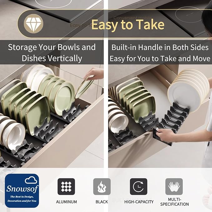 Dish Drying Rack, Stainless Steel Adjustable Bowl Plate Drainer, Pot Lid Holder, Plate Organizer for Cabinet for Cutting Boards, Cooling Racks (Milk White,16.14 * 5.90 inch,Tool Box C)