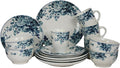 Elama Traditional Blue Rose 16 Piece Service for 4 Stoneware Dinnerware Set