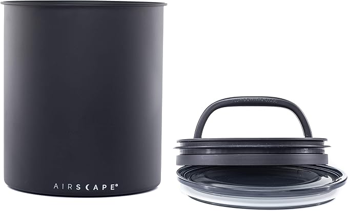 AirScape Planetary Design Kilo Coffee Storage Canister - US Patented Inner Plunger Lid Removes Excess Oxygen - DON'T buy airtight, BUY AIR-LESS - Holds 2.2 lbs Coffee Beans - (Matte Black)