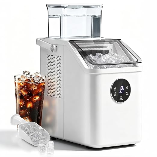 Electactic Countertop Ice Cube Maker, 16Pcs Ready in 13 Mins, 26Lbs/Day, Adjust Ice Thickness, 24H-Timer, Portable Self-Cleaning Compact Ice Machine with Handle