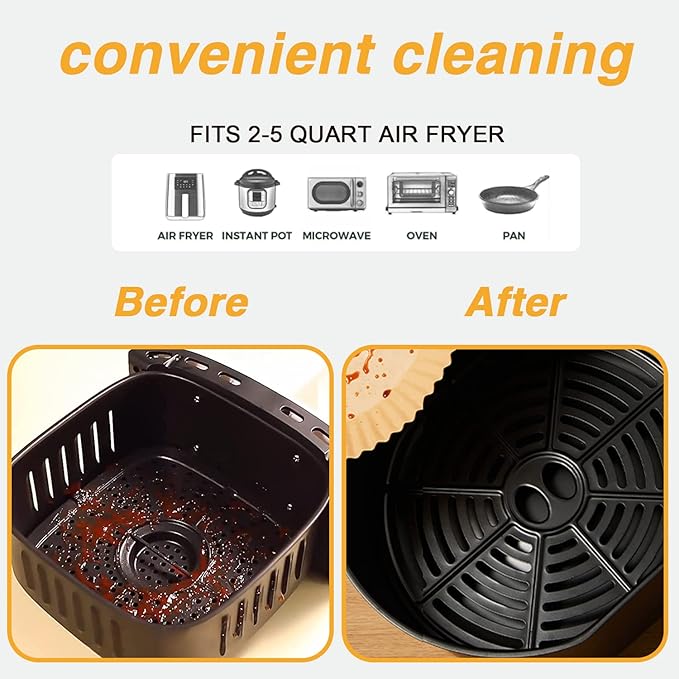Ailun Air Fryer Disposable Paper Liners, 100PCS 6.5inch Round and Air Fryer Disposable Paper Liners, 100PCS 6.5inch Square
