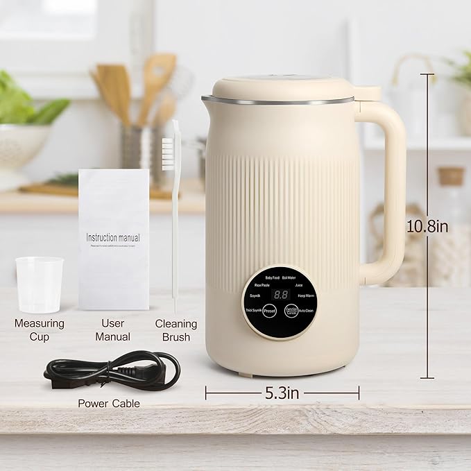 8 in 1 Nut Milk Maker Machine, 40oz Homemade Almond, Soy, Oat, Coconut, Yogurt and Non Dairy Beverages, Automatic Soybean Blender Machine with Delay Setting, Keep Warm, Self-Cleaning