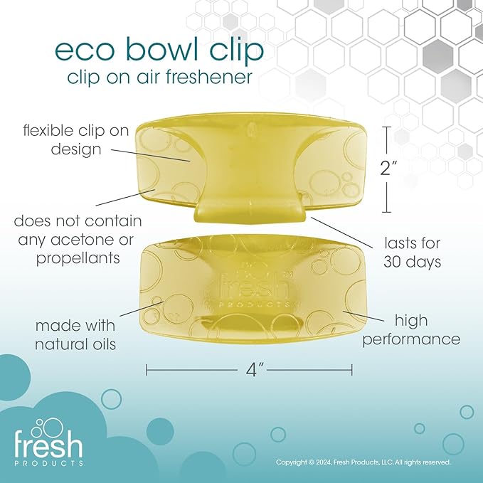 Fresh Products Eco Bowl Clip Air Freshener Versatile Design Toilet Freshener Trash Freshener Chemical Free Natural Oils Discreet Lasts 30 Days Made in the USA Citrus 12 pk