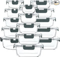 M MCIRCO 30 Pieces Glass Food Storage Containers with Snap Locking Lids,Glass Meal Prep Containers Set - Airtight Lunch Containers, Microwave, Oven, Freezer and Dishwasher