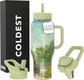Coldest Tumbler with Handle and Straw, 100% Leak Proof Insulated Tumbler with Lid and Straw (3 Lids), Stainless Steel Tumblers for Women & Men, Cup Holder Friendly Base, 36 oz (Courting Couples)