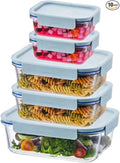 LocknLock LNG455S5M The Clear Heat-Resistant Borosilicate Glass Food Storage Set, 10-Piece (5 Containers + 5 Lids) - Mint
