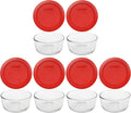 Pyrex 7200 2 Cup Glass Bowls & 7200-PC Poppy Red Food Storage Replacement Lids (6-Pack) - Made in the USA
