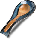 Spoon Rest for Stove Top, Ceramic Large 8.7 Inch Spoon Holder for Kitchen Counter, Porcelain Utensil Rest for Ladle, Spatula, Housewarming Gifts, Dishwasher Safe and Heat-Resistant, Blue(1 PC)