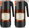 2-IN-1 Oil Sprayer for Cooking with 8 Stickers Light-Blocking Dark Glass Olive Oil Dispenser Bottle for Kitchen 500ml/16.9oz Oil Mister for Air Fryer, BBQ,Salad Even Spray with Portion Control-2PC
