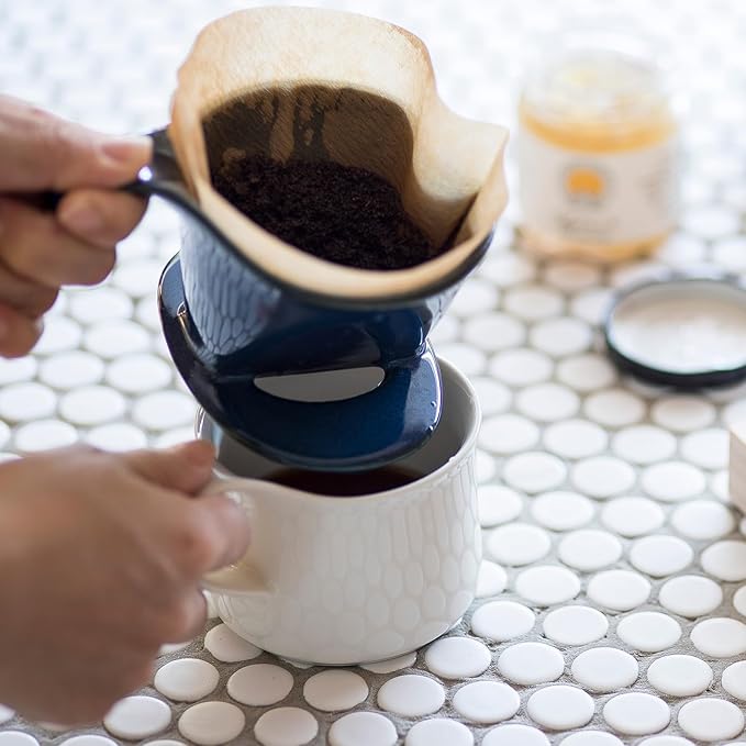 Zero Japan - Bee House Pour Over Coffee Dripper - Lead-Free & Cadmium-Free Ceramic Coffee Maker with Elegant Peek Hole, Drip Cone Brewer Coffee Gifts, Brewing Accessories - Jeans Blue, Standard Size