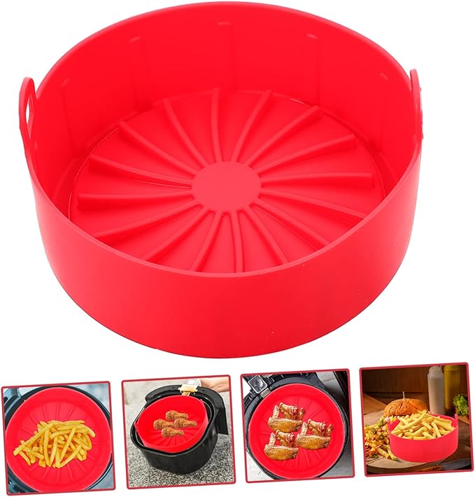 Silicone Pad for Air Fryer Replacement Liner Fry Basket Pot Accessory Red Oven Liner Baking Tray Non-stick Easy to Clean
