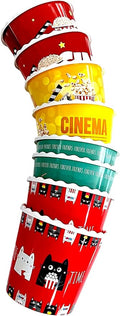 Modern Style Reusable Plastic Popcorn Box/Popcorn Containers/Popcorn Bowls Set for Movie Theater Night - (BPA Free - 8 Pack - 75 oz) (Popcorn Mix Y)