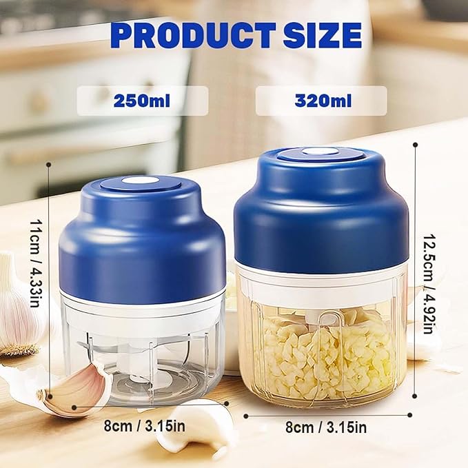 Electric Garlic Chopper, Mini Food Processor, Mini Portable Veggie Chopper with 4/6 Stainless Steel Blades, Rechargeable Small Food Processor for Garlic, Onion, Chili, Ginger, Nuts (Green, 360ML)