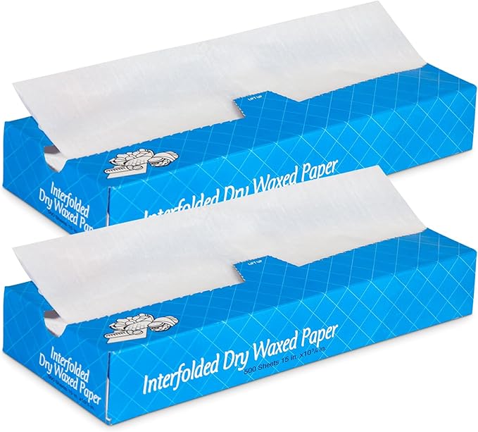 Fit Meal Prep 1000 Sheets 15 x 10.75” Dry Wax Paper Sheets for Food, Greaseproof Sandwich Wrapping, Interfolded Deli Wax Paper for Fries, Burgers, Food Basket, Made in USA