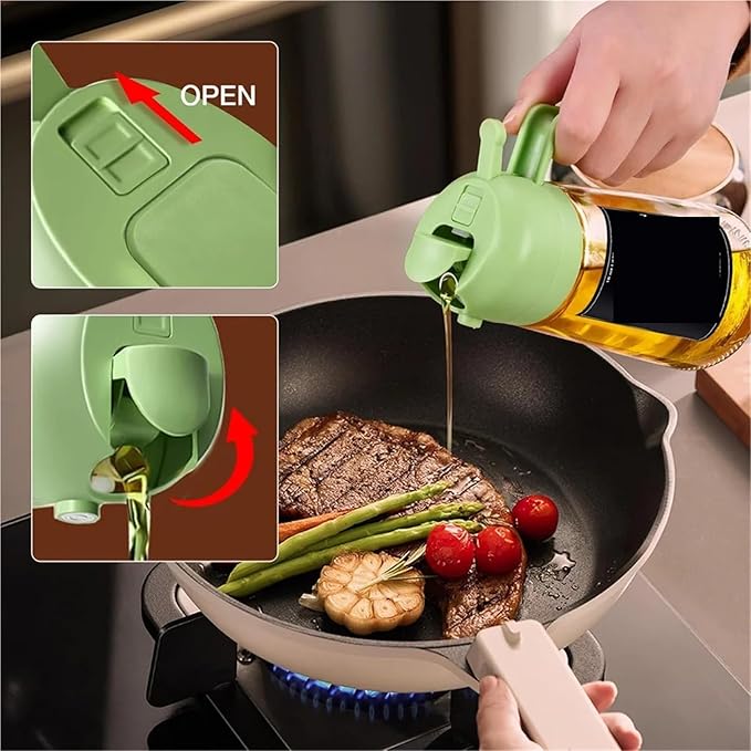 Oil Sprayer, Oil Sprayer For Cooking,2in1 Dispenser Bottle For Kitchen,16oz/470ml Glass,Food-grade Mister,for Kitchen, Air Fryer(2pcs Black)