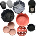 ARIALASQUALITY Air Fryer Accessories Set with Divider 8PCS, Reusable Nonstick Liners, Meal Prep Cooking Set with Cupcake Pan, Burger Rack & Heat Resistant Gloves