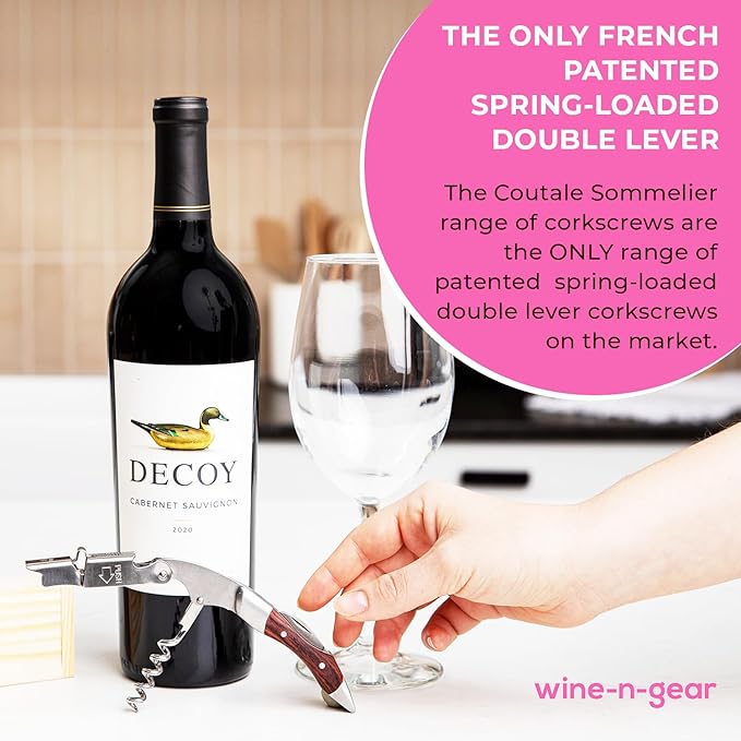 Prestige Rosewood By Coutale Sommelier - The French Patented Spring-Loaded Double Lever Waiters Corkscrew
