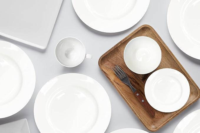 Bone China 20 Piece Dinnerware Set, Service for 4, White, Microwave Safe, Dishwasher Safe,Chip Resistant, Translucent, Elegant giftware, Dish set, For, Essential Home, Everyday Living, Kitchen Set