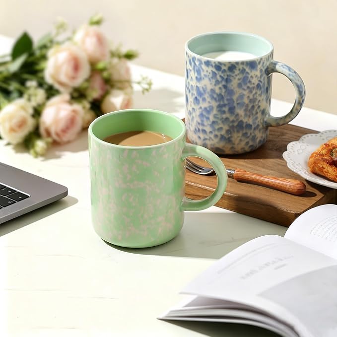 MONITO 17 OZ Coffee Mugs Set of 4, Ceramic Modern Coffee Mugs Set with handle for Tea/Latte/Milk/Cocoa.