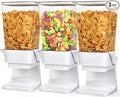 Cereal Dispenser Countertop Large Cereal Containers Storage Dispenser For Pantry Dry Food Dispenser Countertop Rice Candy Dispenser Machine For Snack,Nuts, Granola(White,3 pack)