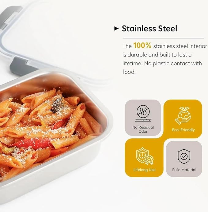 8 PCS Stainless Steel Lunch Box, 4-Size (58 /41 /24 /14Oz) Stackable Metal Bento Boxes BPA Free Dishwasher Safe, Food Storage Containers, Leakproof Reusable Meal Storage for Work,Travel (Gray)