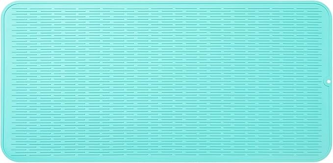 MicoYang Silicone Dish Drying Mat for Multiple Usage,Easy clean,Eco-friendly,Heat-resistant Silicone Mat for Kitchen Counter or Sink,Refrigerator or Drawer Liner Mint 5XL 36inches x 18inches