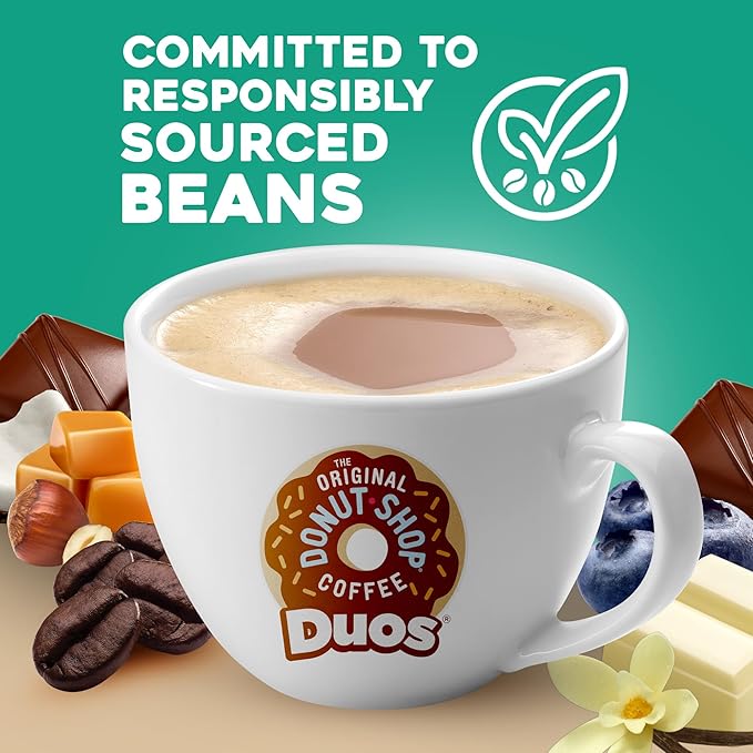 The Original Donut Shop Duos White Chocolate + Vanilla, Keurig Single Serve K-Cup pods, 72 Count