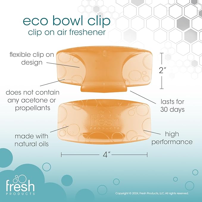 Fresh Products Eco Bowl Clip Air Freshener Versatile Design Toilet Freshener Trash Freshener Chemical Free Natural Oils Discreet Lasts 30 Days Made in the USA Summer Sunshine 12 pk