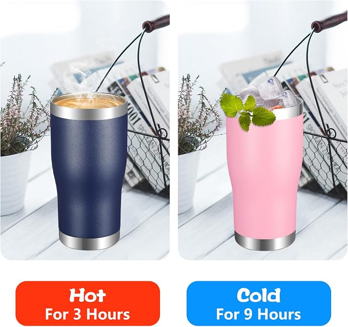 VEGOND 20oz Tumbler Stainless Steel Tumbler Cup with Lid And Straw Vacuum Insulated Double Wall Travel Coffee Mug(Navy Blue 1 Pack)